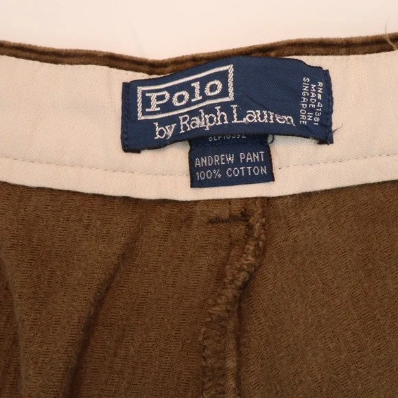 Polo Ralph Lauren Andrew Pant Mens 40/32 Brown Corduroy Pleated Straight Leg - Picture 4 of 13